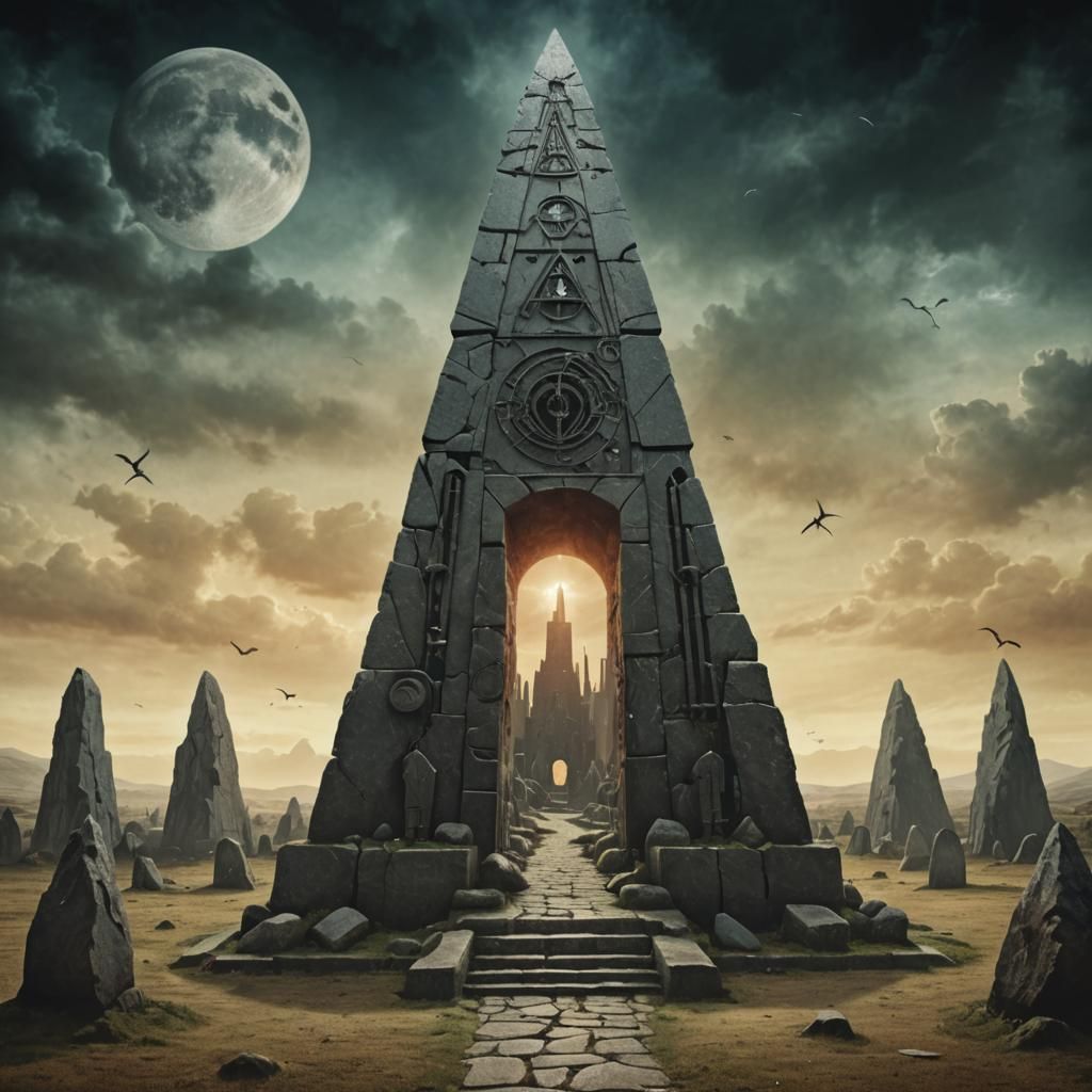 Sinister Warlock's Tower with Occult Symbols