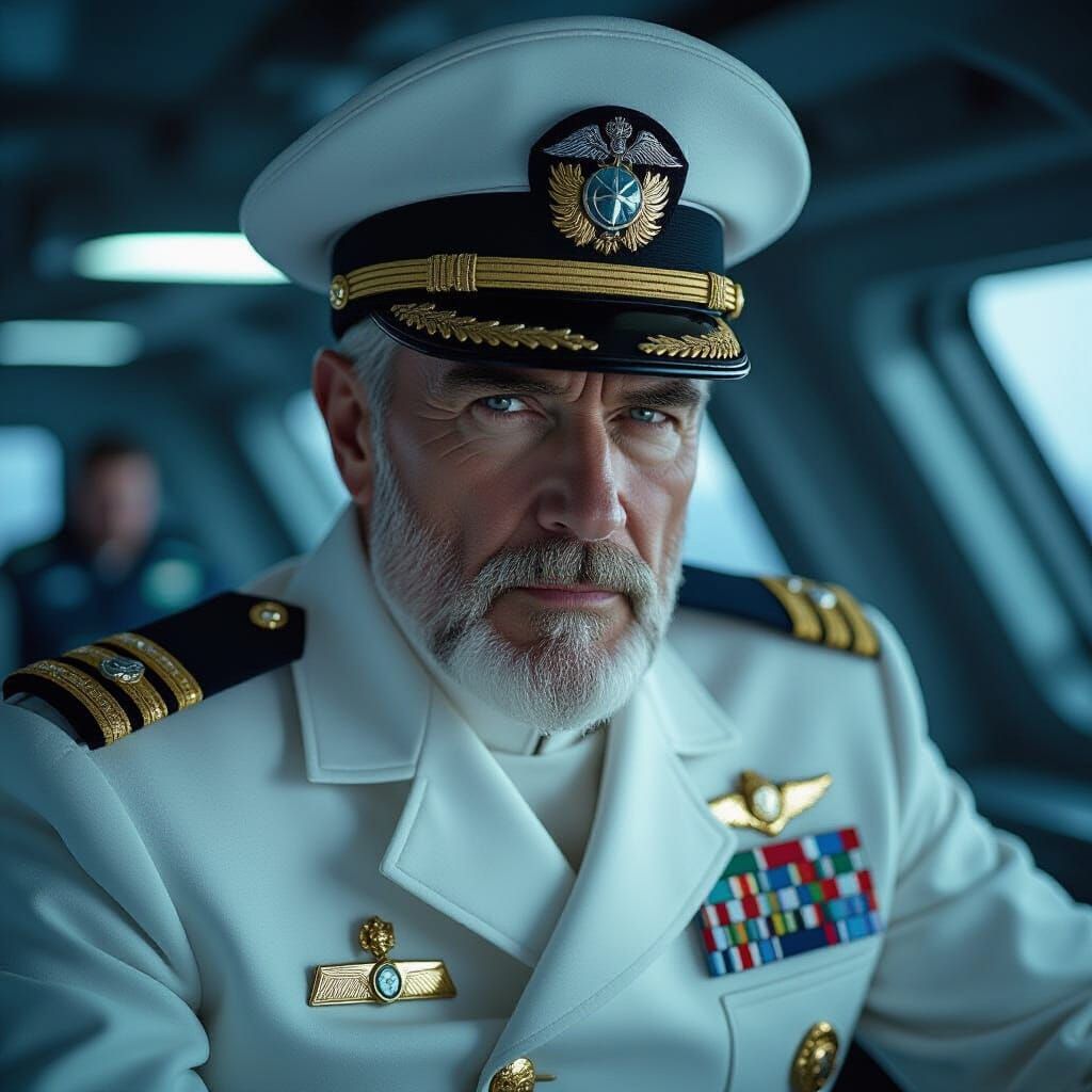 Admiral Byrrd Commands Starship Bridge in Cinematic Style