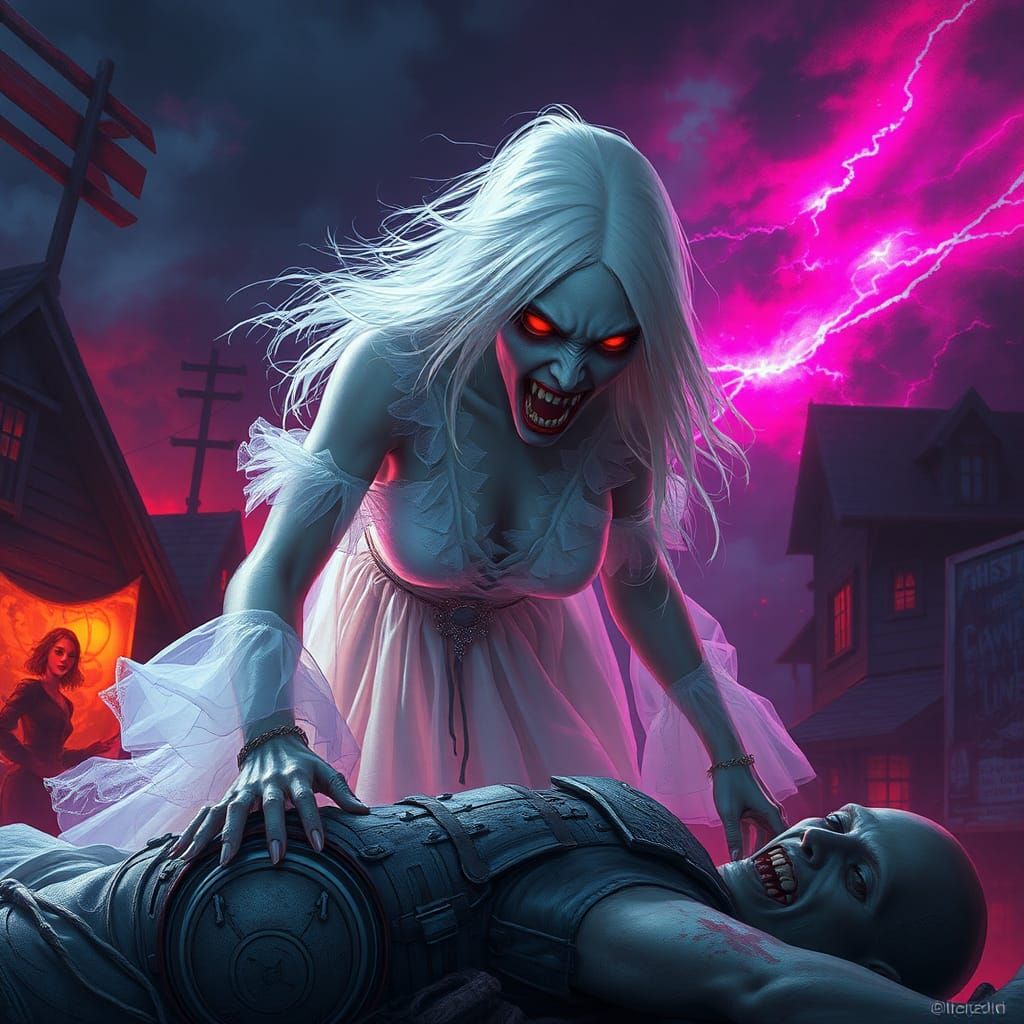 Albino Vampire Portrait in Hyperrealistic Style