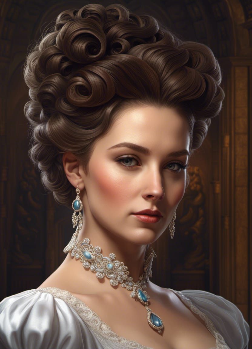Victorian Lady Portrait in Dark Fantasy Art Style