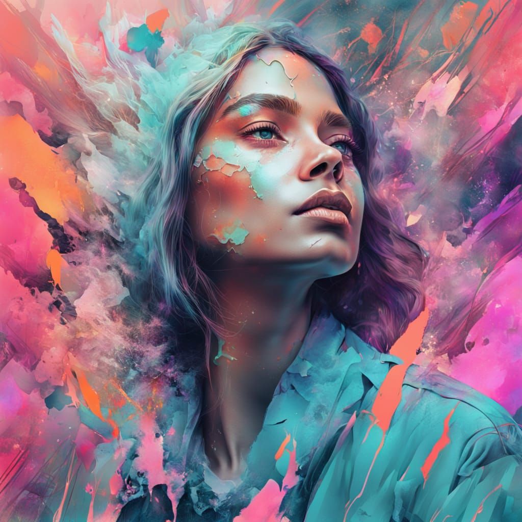 Surreal Digital Portrait in Expressive Splash Art Style