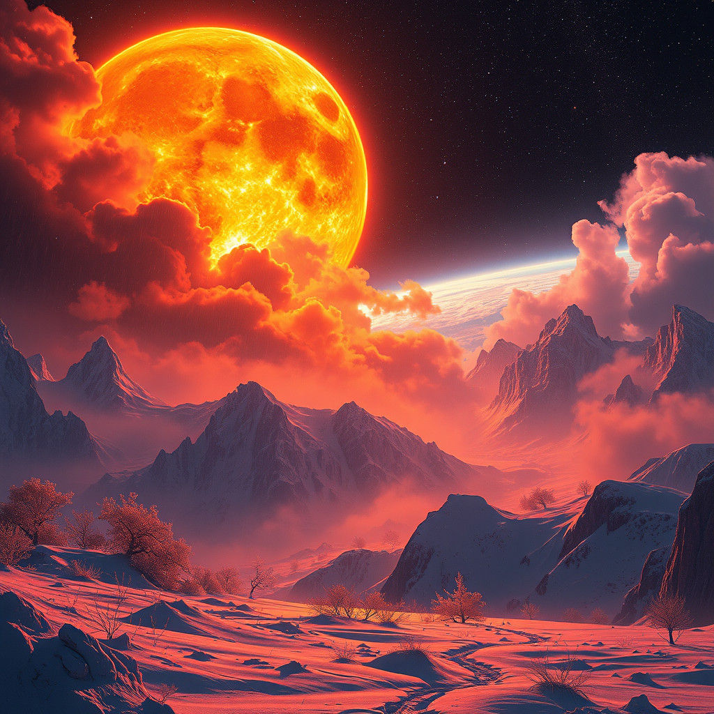 Earth Engulfed: Solar Storm Dreamscape in Digital Art