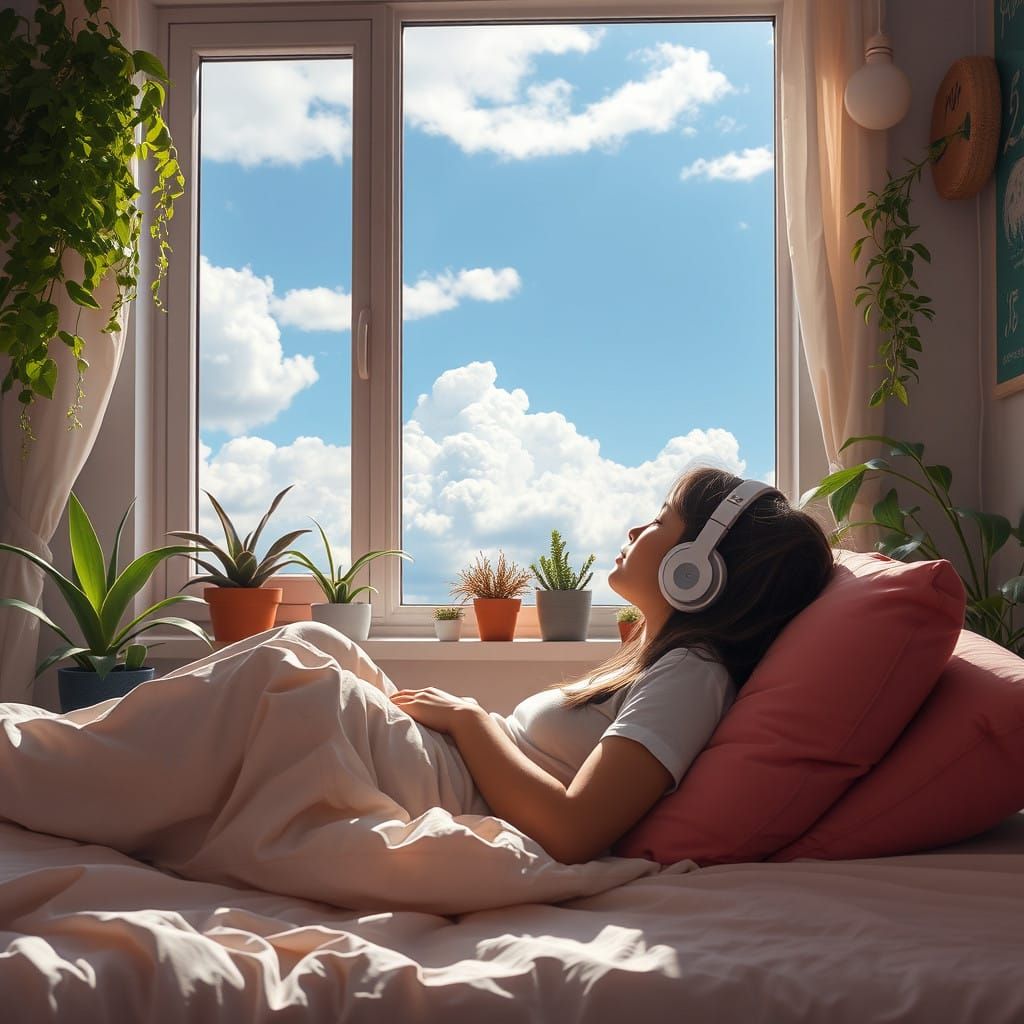 Teenage Girl Finds Peace in Floral Oasis