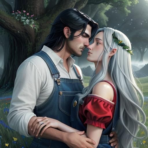 Mario and Lady Timpani Kiss in Grassy Field