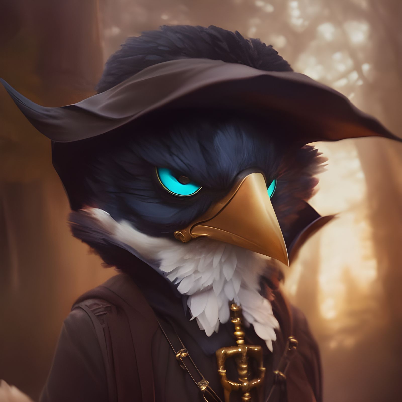 Raven in Plague Doctor Costume, Digital Art