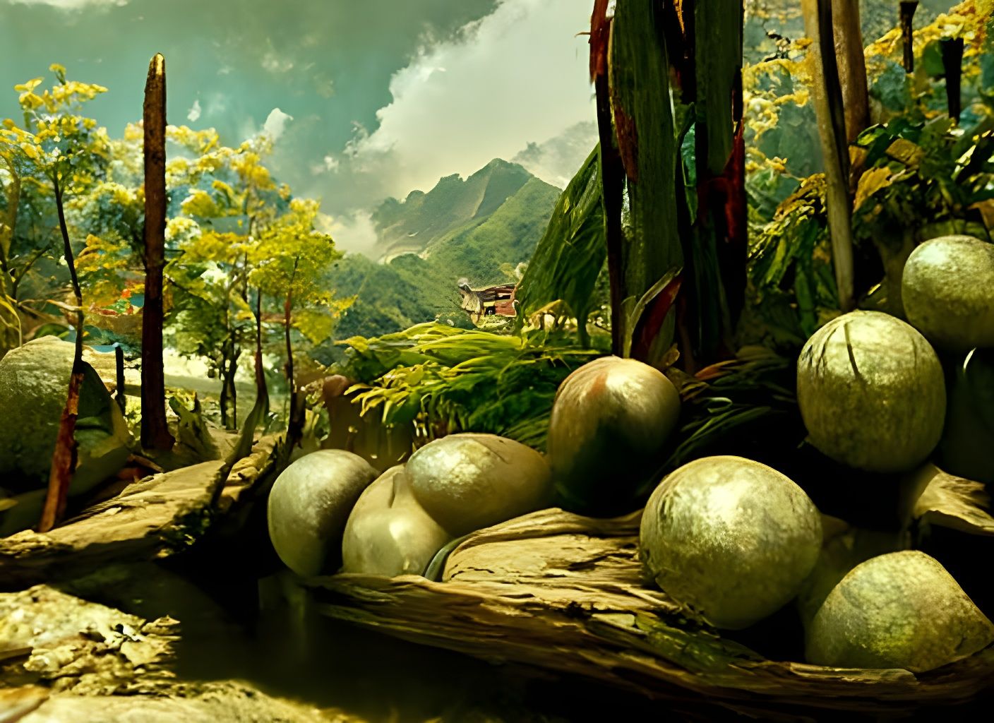 Bamboo Valley Oil Painting in Hyper-Realism Style
