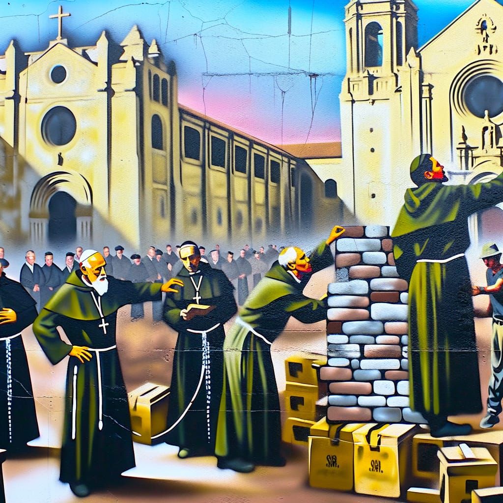 Monastery Leaders Oversee Wall Construction in Graffiti Art ...