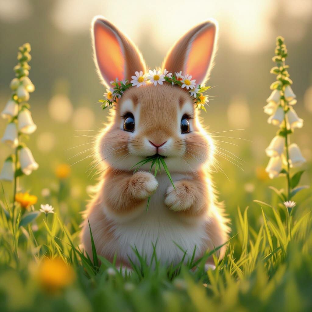 Cute Rabbit in Foxglove Meadow - 3D Anime Style
