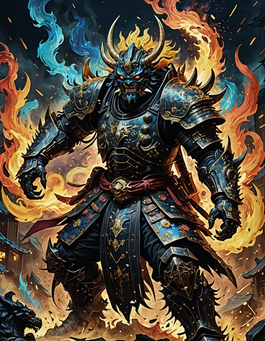 an ugly behemoth masked divinity unleashing an attack against enemies