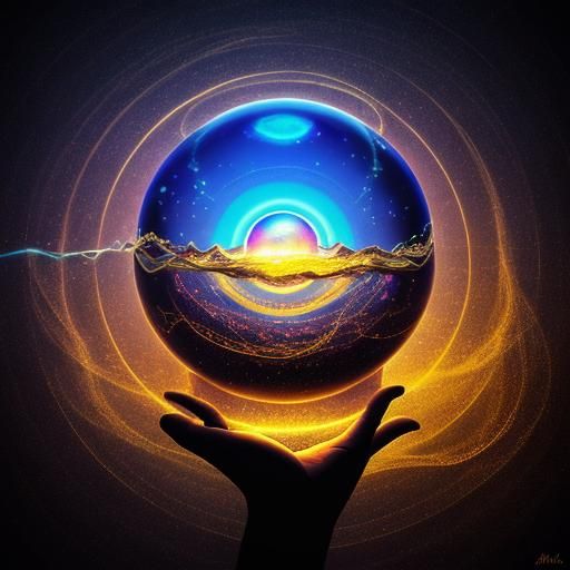 Mysterious Seer with Crystal Ball in Surreal Style