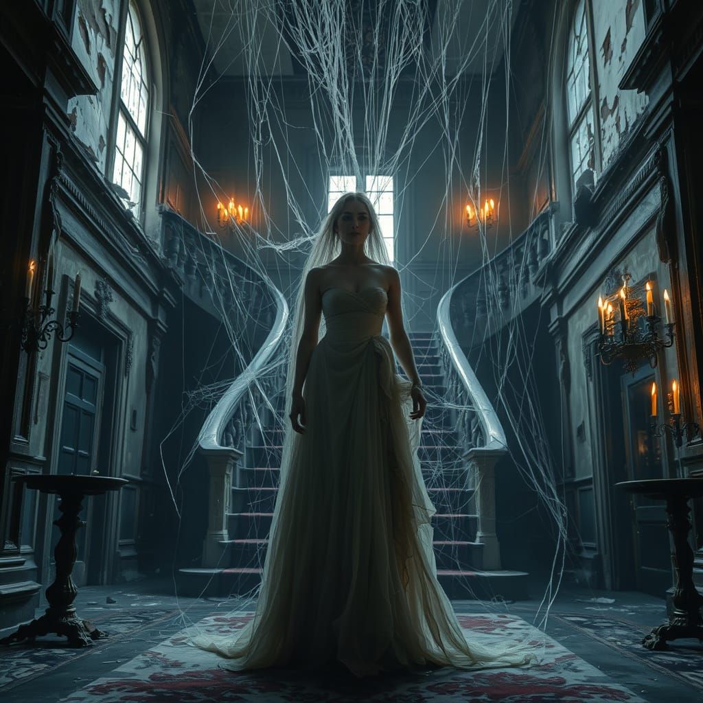 Gothic Spirit in a Haunted Victorian Mansion