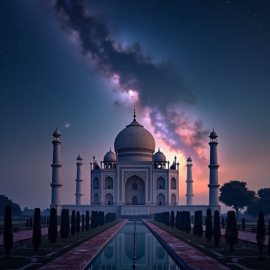 Ethereal Taj Mahal Illuminated by the Milky Way