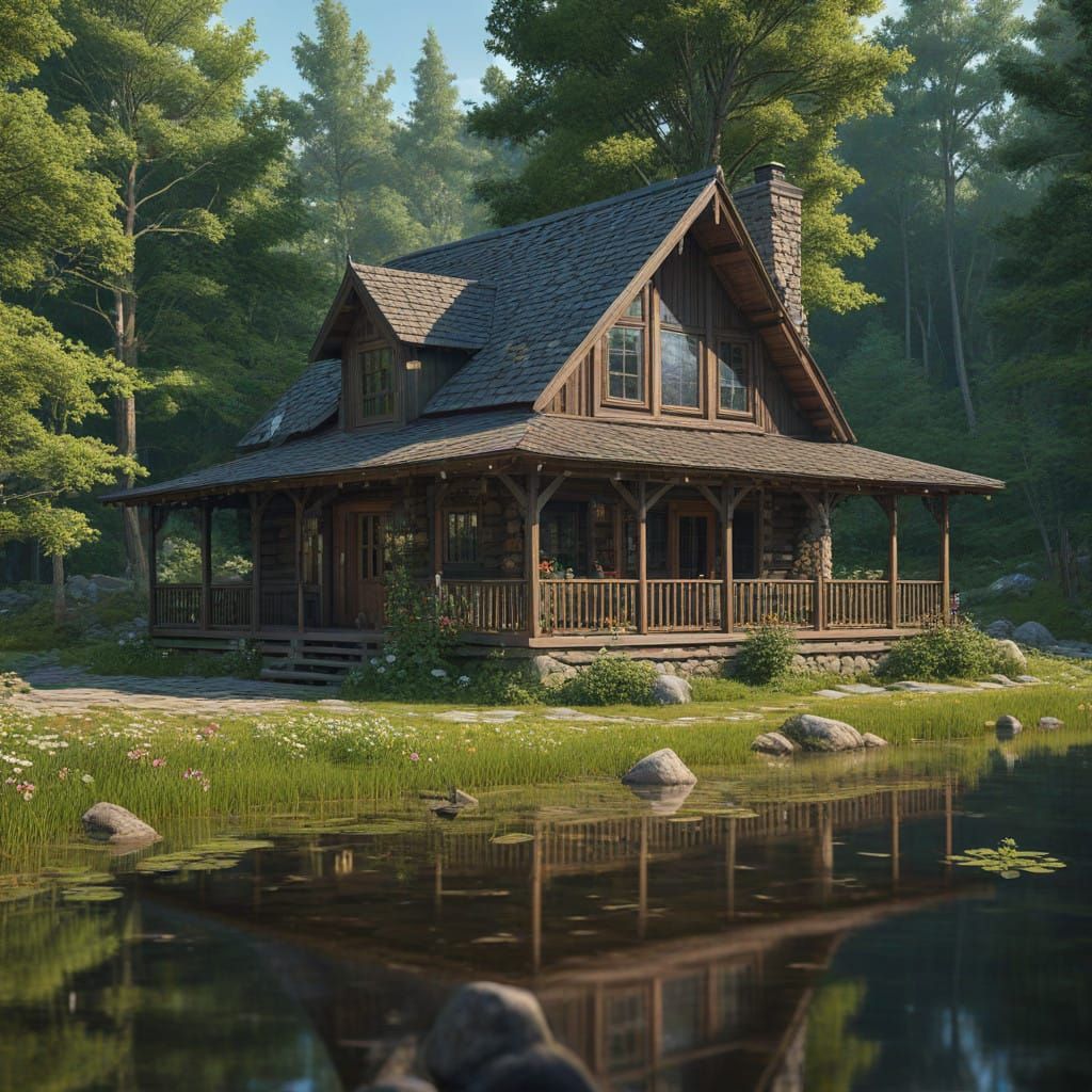 Serene Log Cabin in Lush Forest by Crystal-Clear River