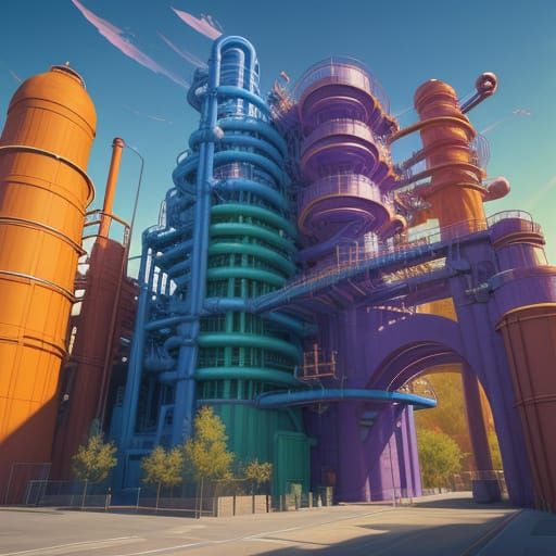 Whimsical Candy Factory Wonderland in Vibrant 3D Digital Art