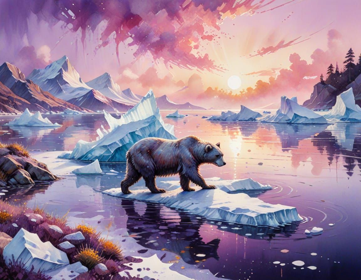 Arctic Tundra in Neo-Impressionist Pointillism Style