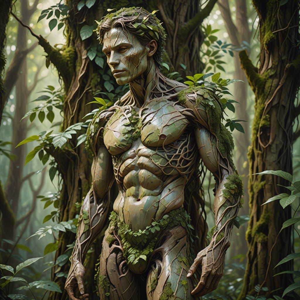 Ethereal Forest Guardian in Oil Painting Style