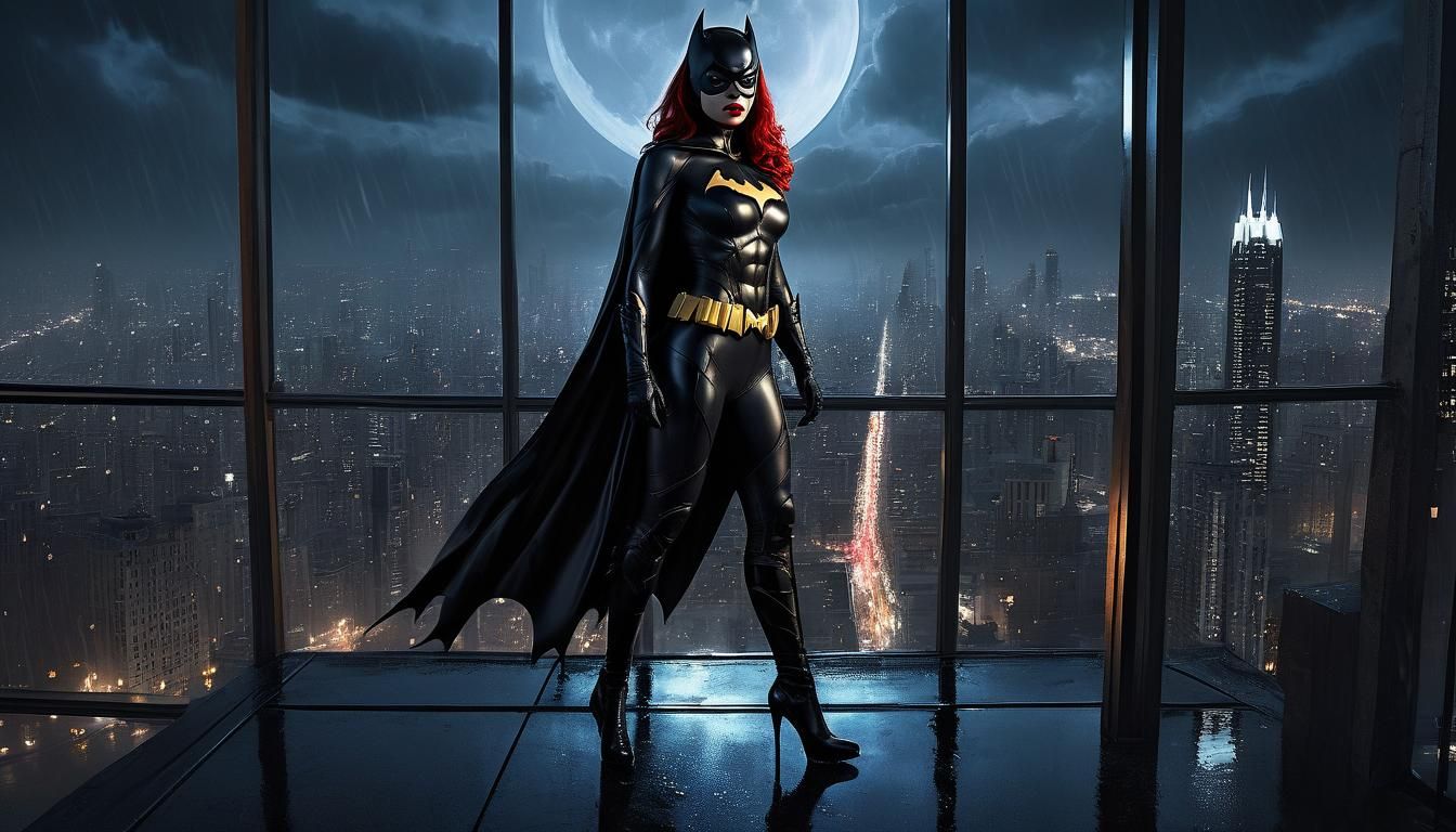 Batgirl and Batwoman on a Rainy Night