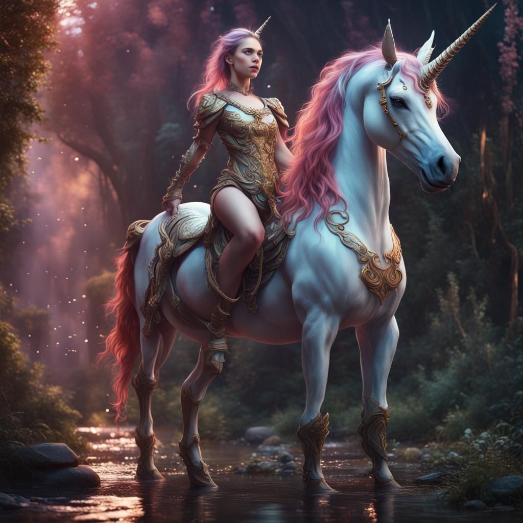 Fantastical Unicorn Girl in Detailed Digital Painting