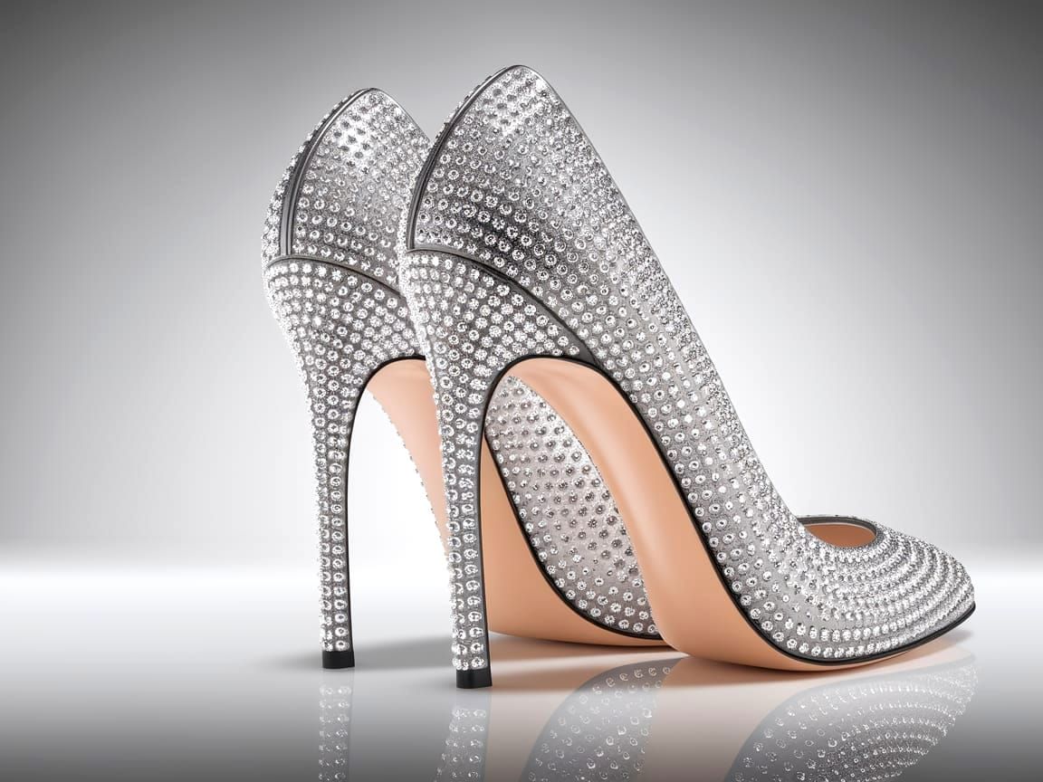 Luxurious Crystal High Heels in Photorealistic Style