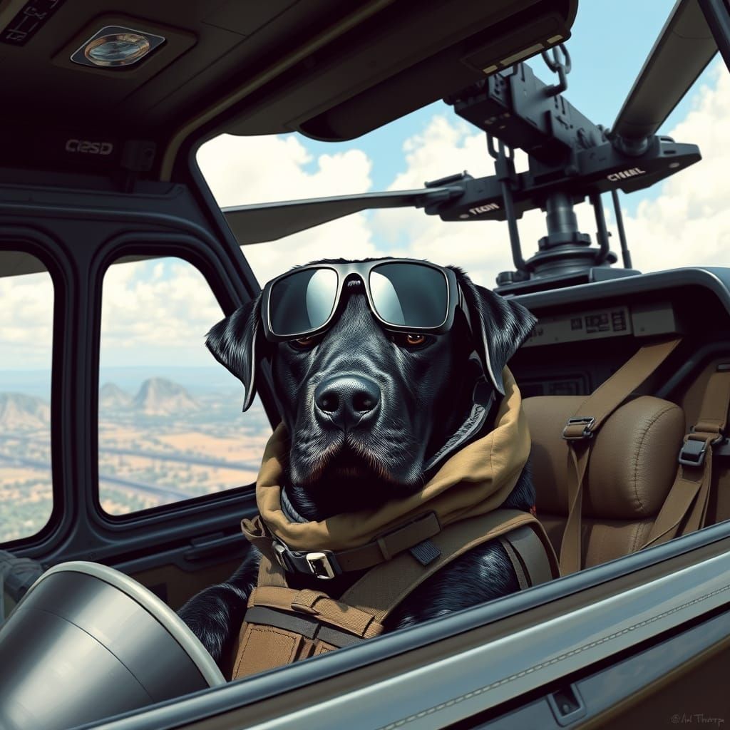 Labrador Dog in Military Flight Gear