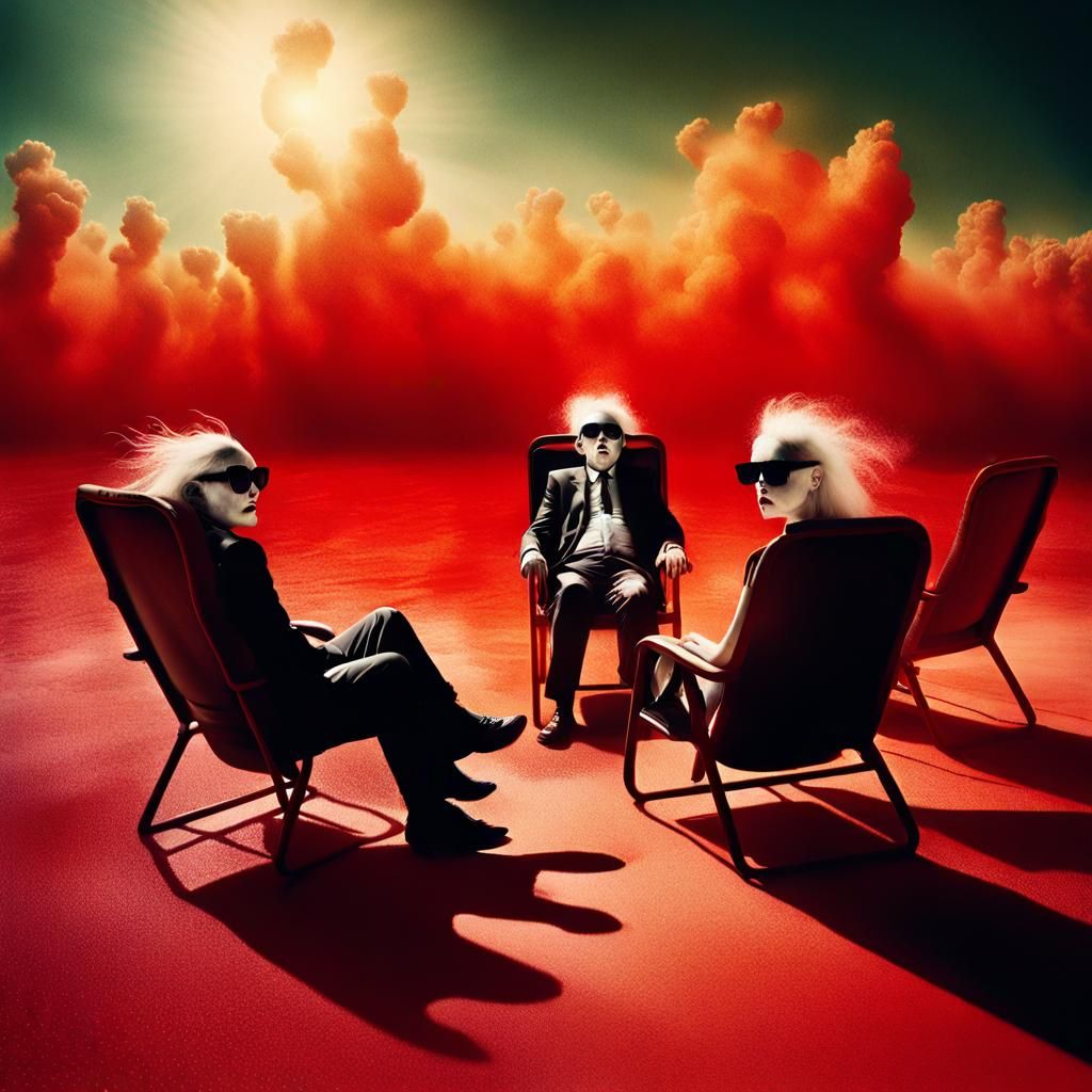 Sweaty People in Sunglasses: A Surreal Tropical Scene