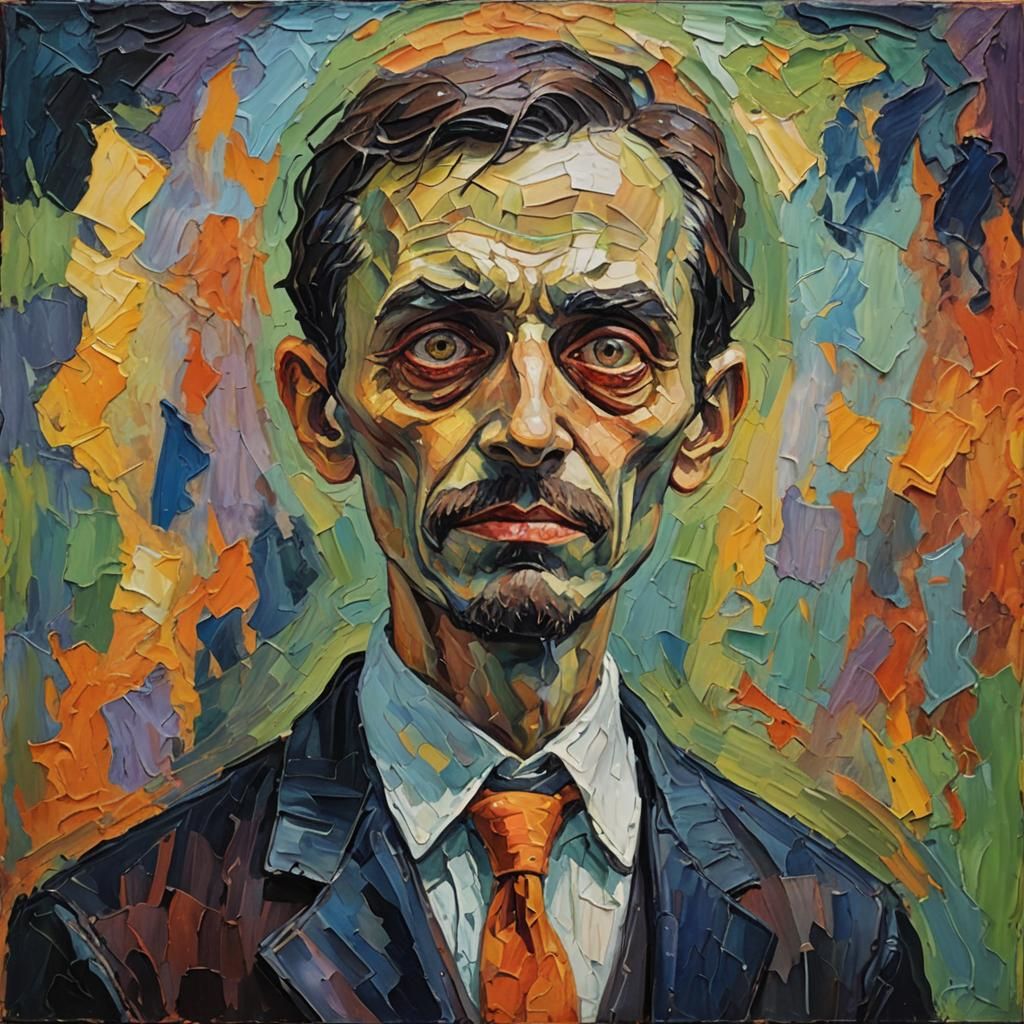 Spooky Halloween Portrait in Expressionist Impasto Style