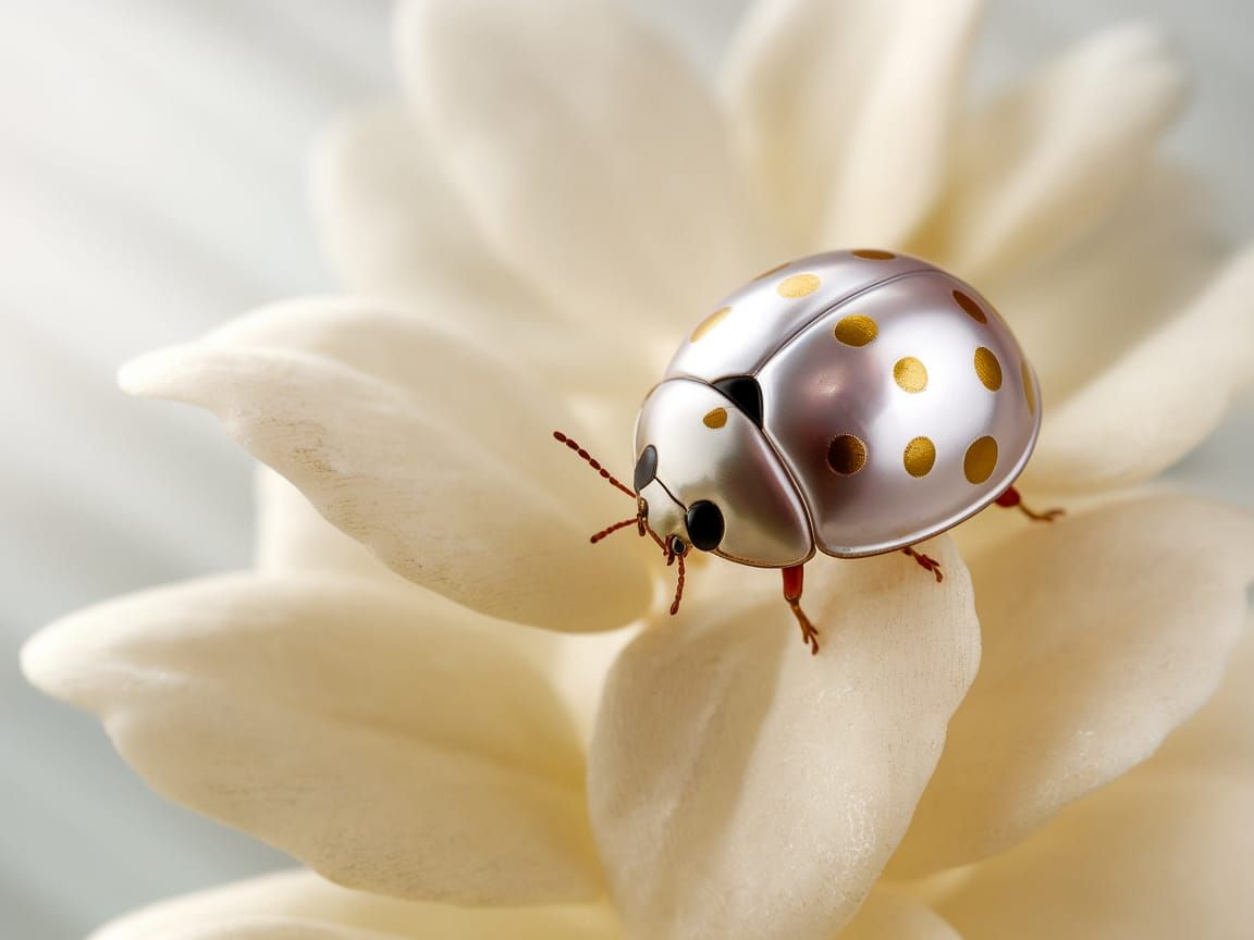 Gilded Ladybug in Serene Garden