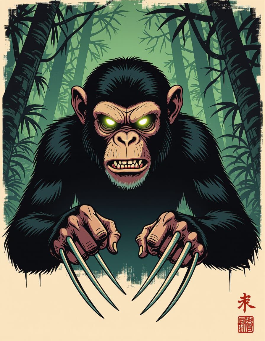 Spider-Monkey with Wolverine Claws, Horror Style