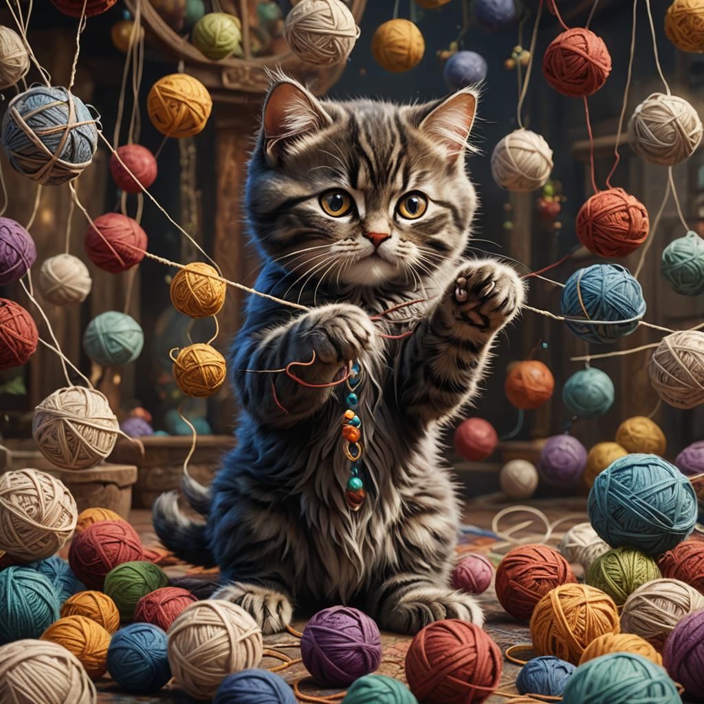 Mischievous Kitten: Detailed Matte Painting