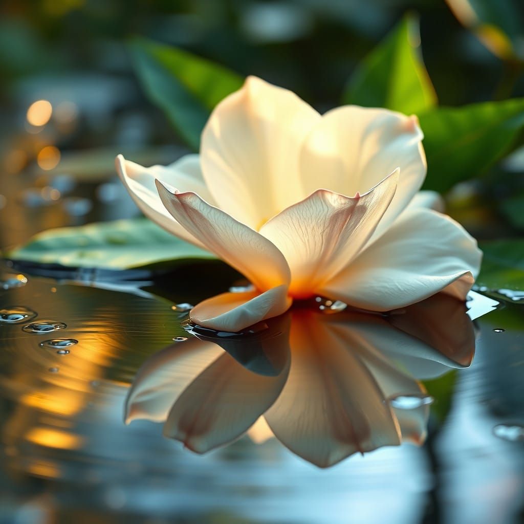 Ivory Gardenia Bloom in Emerald Oasis