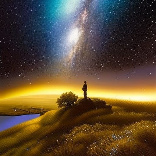 Detailed Oil Painting of Starry Night Sky