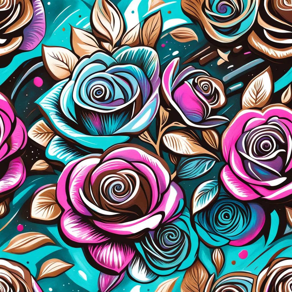 Chocolate Rose Bouquet in Expressionist Chalk Art