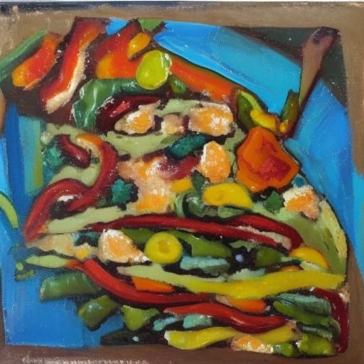 Expressionist Food Still Life in Impasto Style