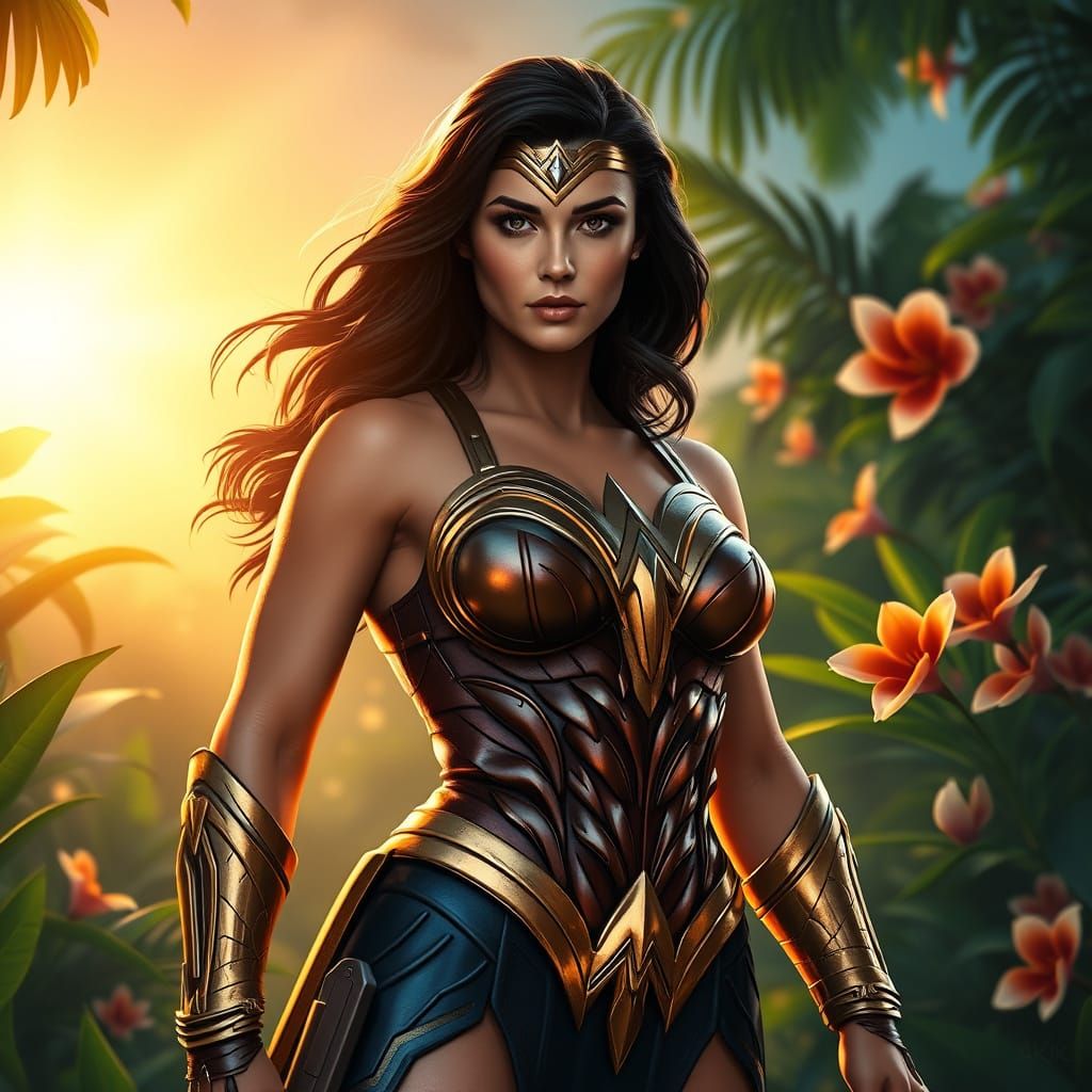 Wonder Woman in the Amazonian Sunset