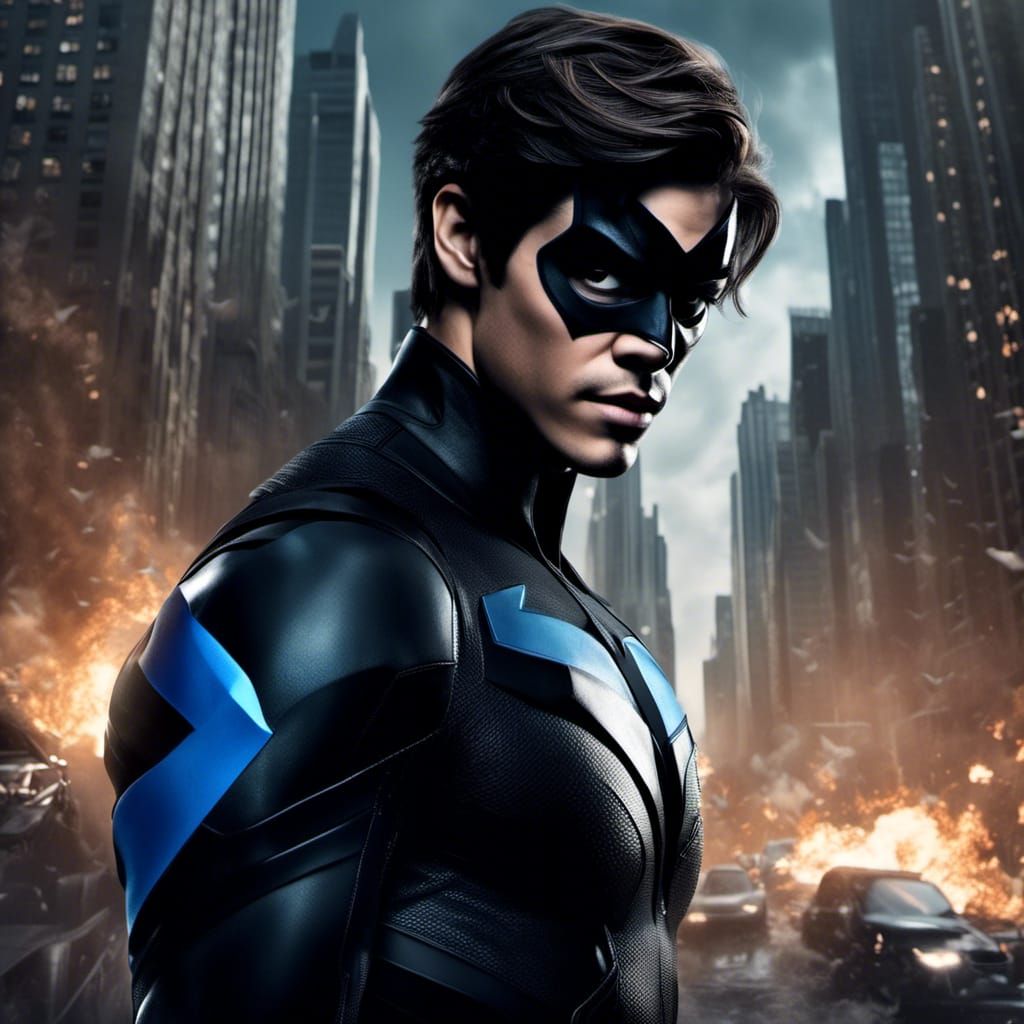 Nightwing Portrait in Dark Gotham City