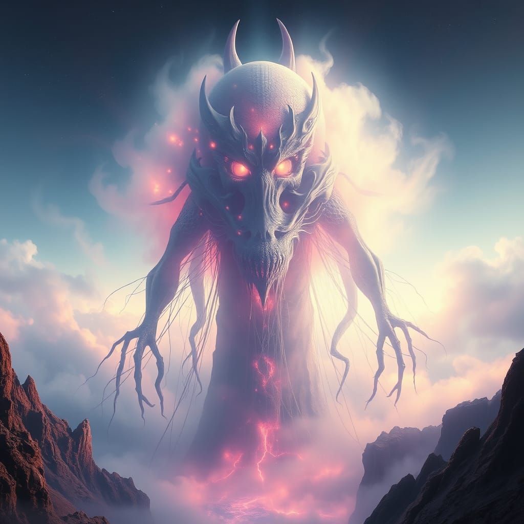 Ethereal Entity of Cosmic Scale in Surrealist Style