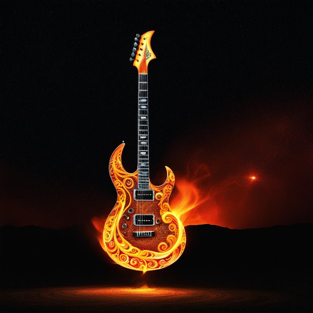 Fiery Guitar in Mythical Fire Spiral