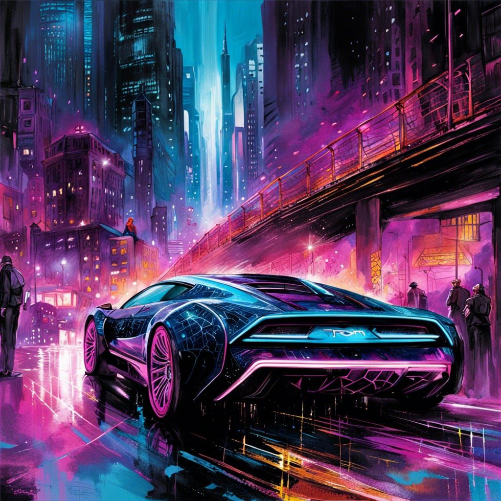 Futuristic Tron Cityscape at Night