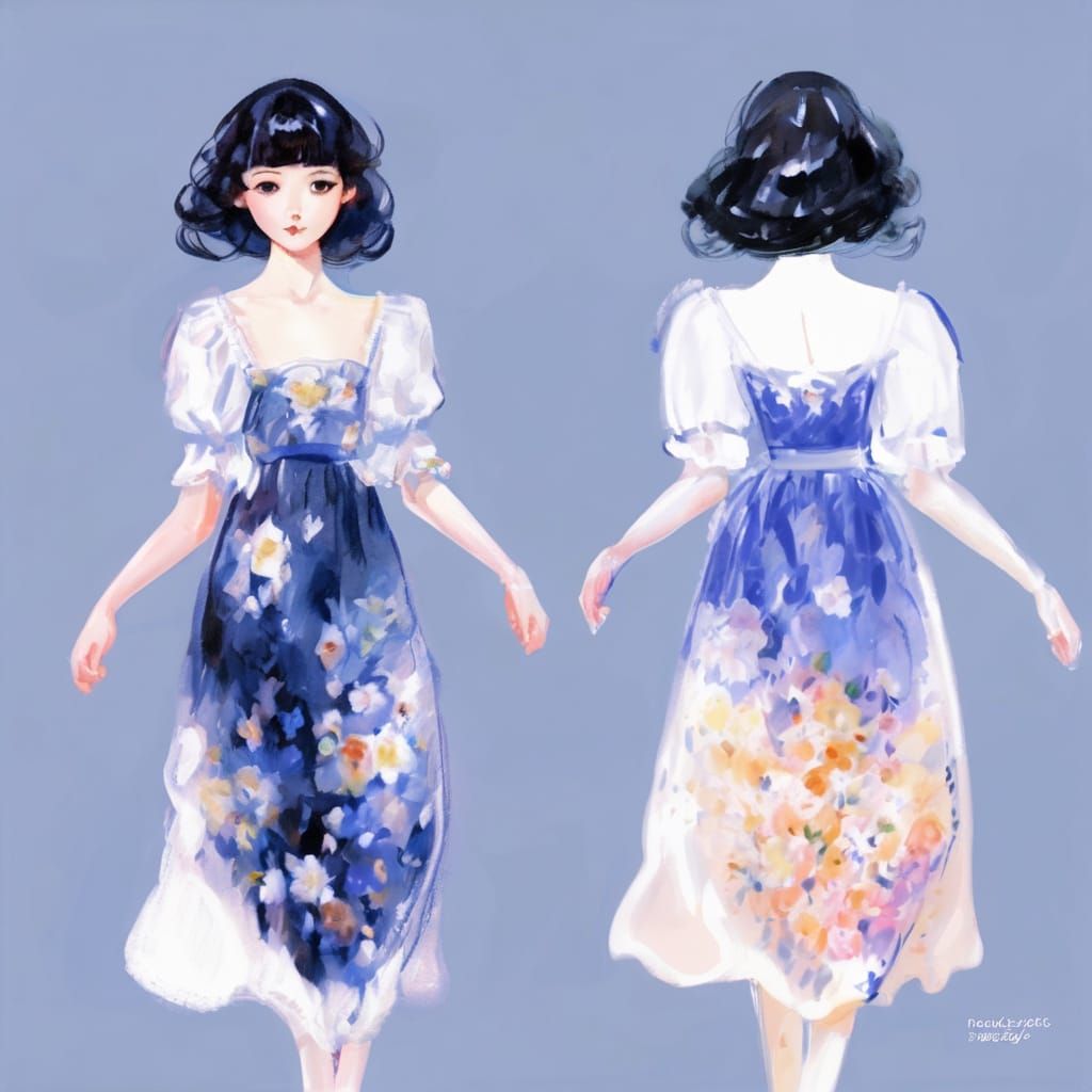 Impressionist Portrait with Anime Influences in Oil Paint