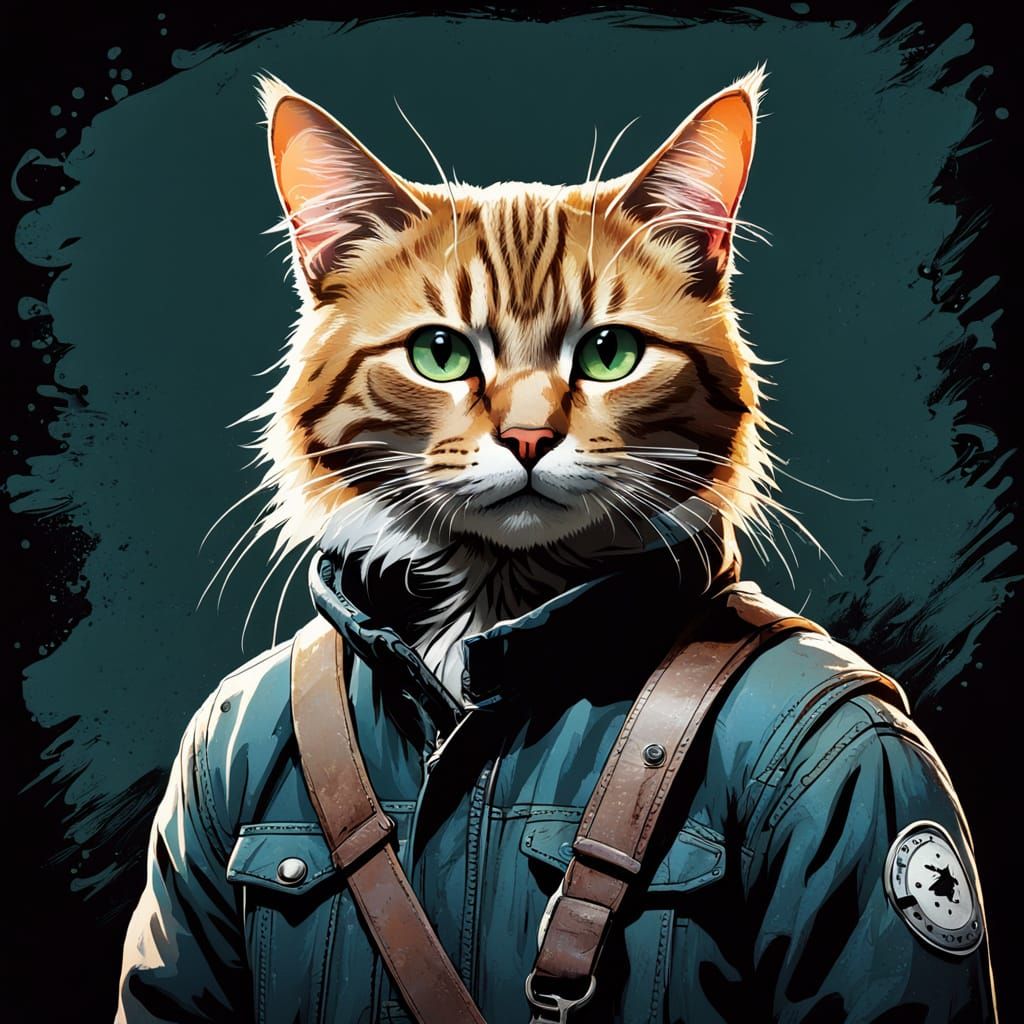 grunge pfp cat  portrait