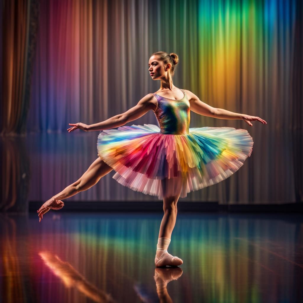 Brilliant Ballerina Hologram in Rainbow Reflection