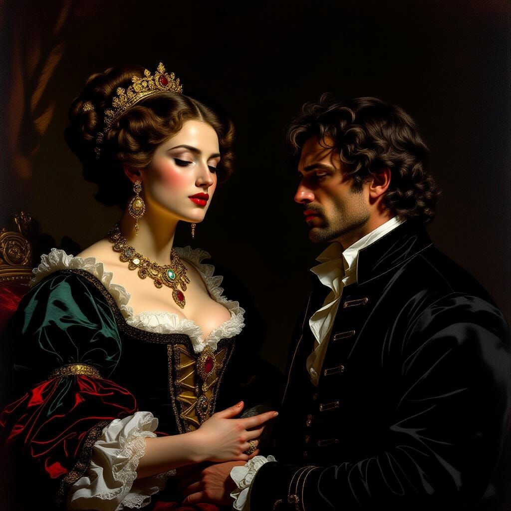 Haughty Woman Arguing in Baroque Drawing-Room