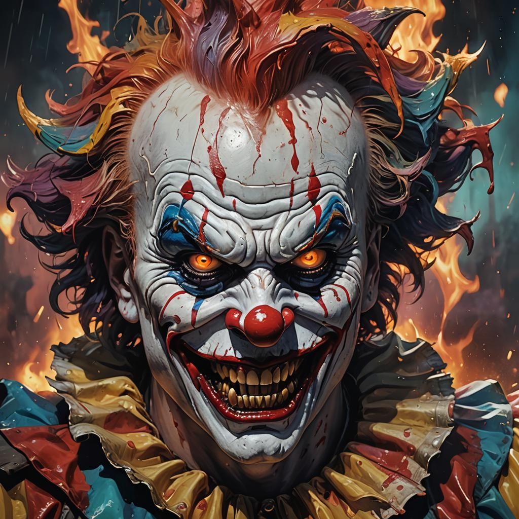 Hyperrealistic Demonic Clown World Concept Art
