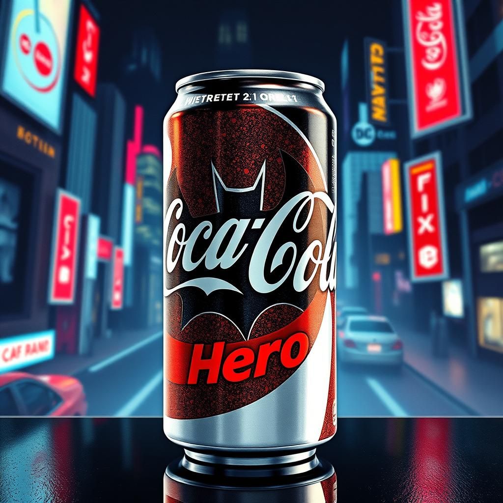 Coca Cola Can in Batman Comic Book Style