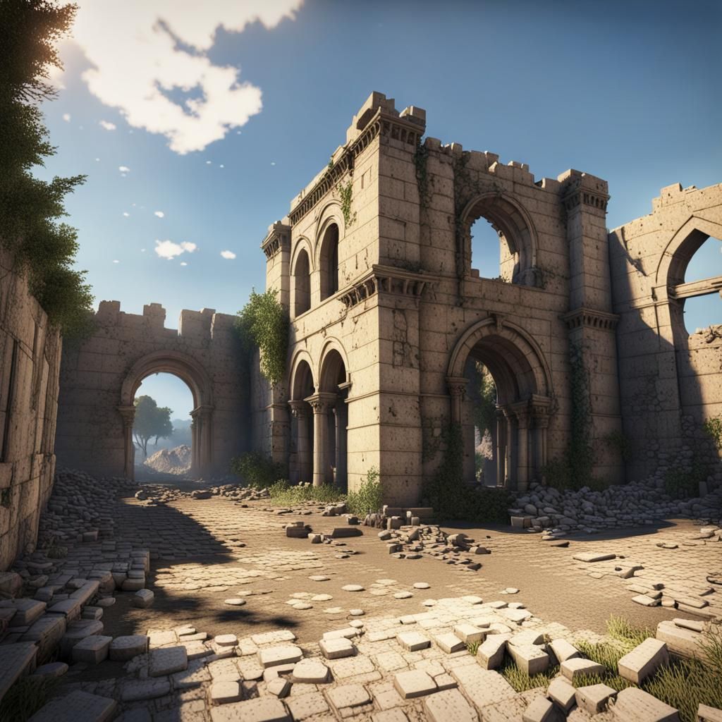 Rhodes Ruins Aftermath: 3D Game Cinematic Render