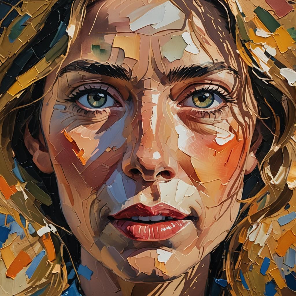 Impressionist Woman's Portrait in Gouache