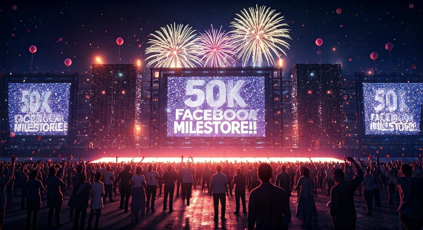 Explosive 50K Celebration in Neon Cyberpunk Style