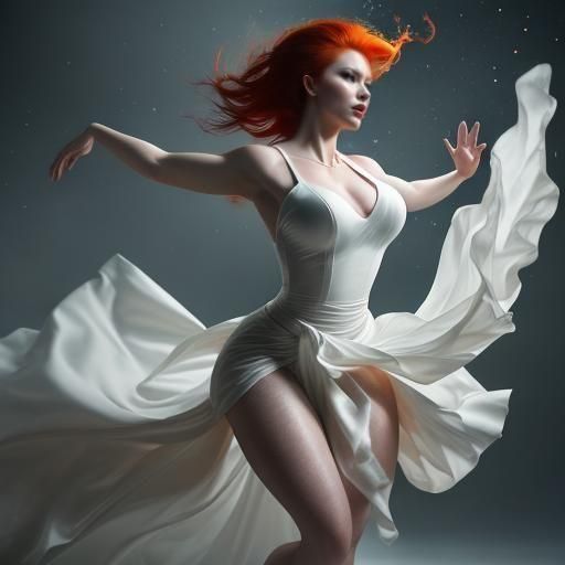 Redhead Dancer in Deliquescent Portrait with HDR Lighting