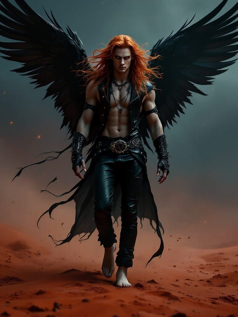 Ginger Angel Amidst Red Desert Sands