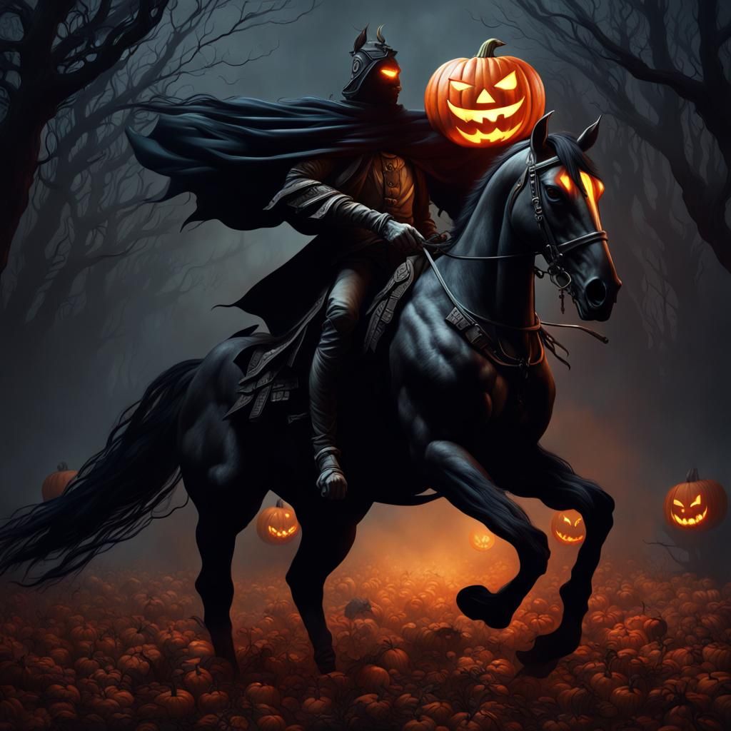 Headless Horseman with Jack-O-Lantern Head